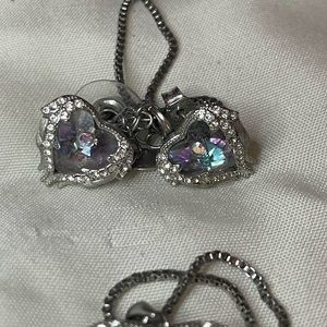 Heart Charm Necklace & Earrings